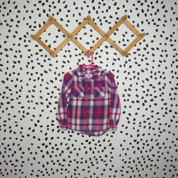 Old Navy Plaid Print Button Up Long Sleeve Toddler Shirt - Picture 1 of 6